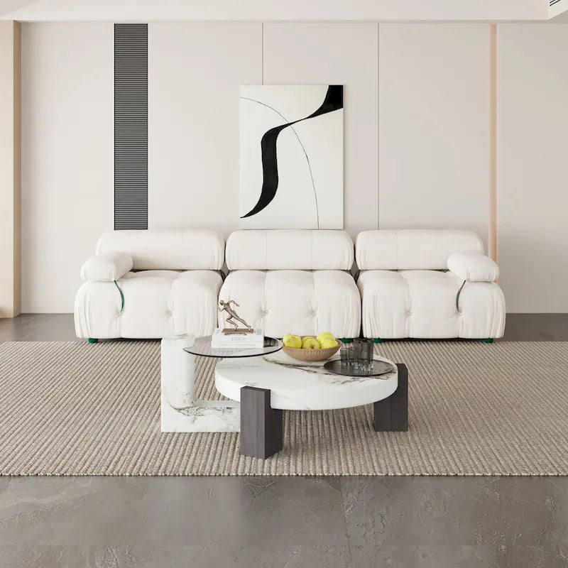 Velvet Fabric Upholstered Modular Sectional Sofa Modern Couch