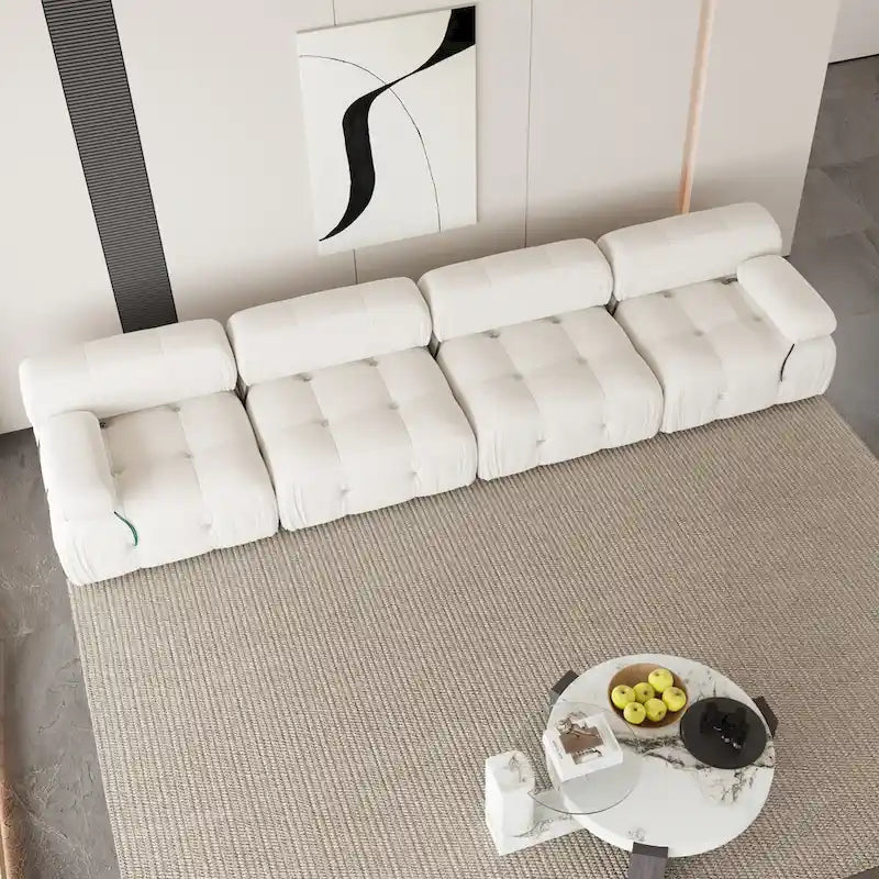 Velvet Fabric Upholstered Modular Sectional Sofa Modern Couch