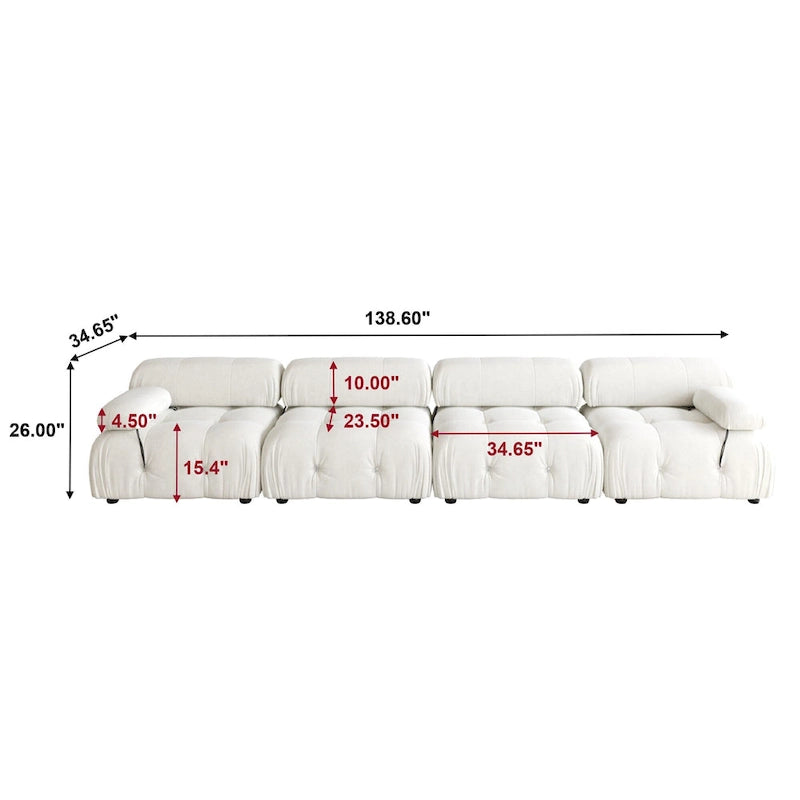 Velvet Fabric Upholstered Modular Sectional Sofa Modern Couch