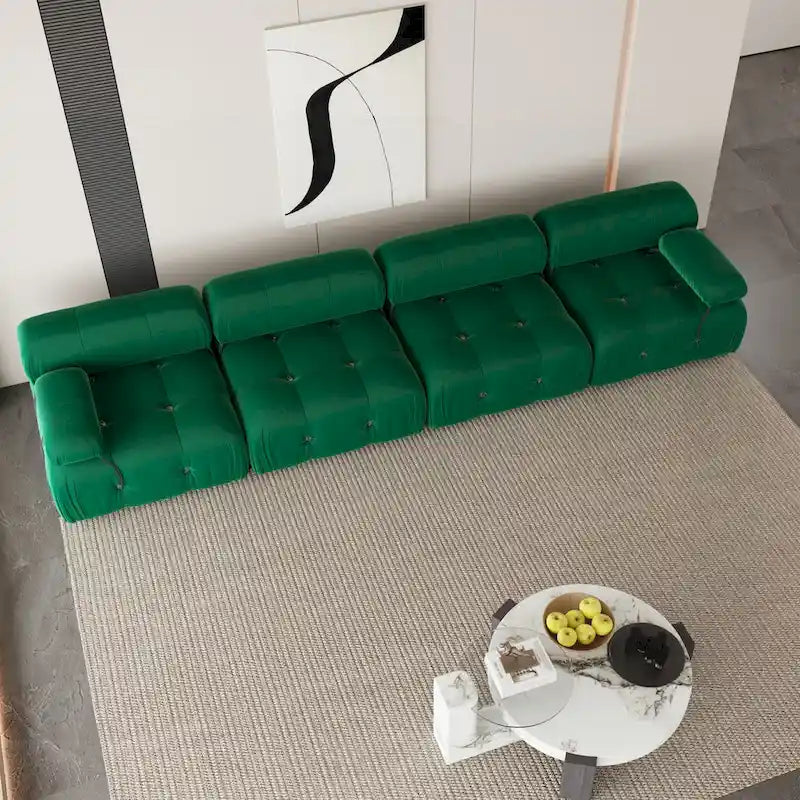 Velvet Fabric Upholstered Modular Sectional Sofa Modern Couch