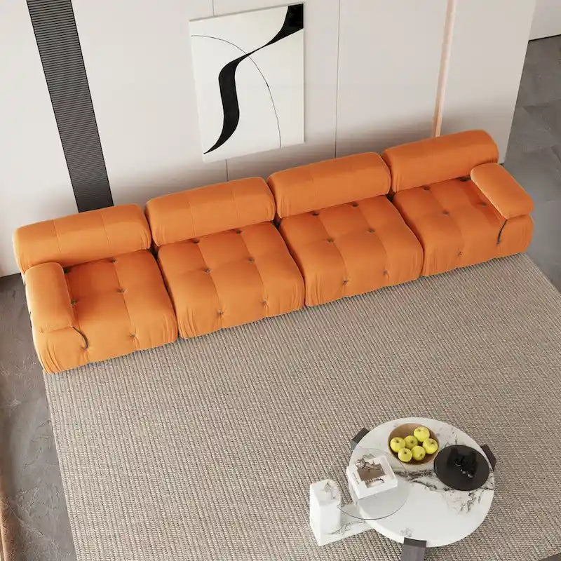 Velvet Fabric Upholstered Modular Sectional Sofa Modern Couch