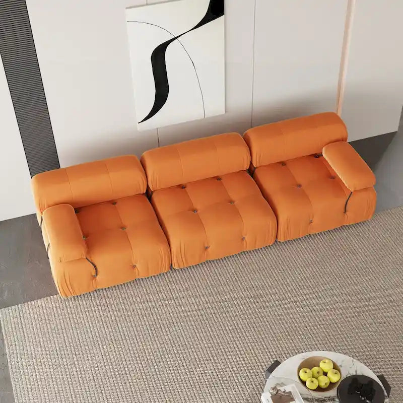 Velvet Fabric Upholstered Modular Sectional Sofa Modern Couch