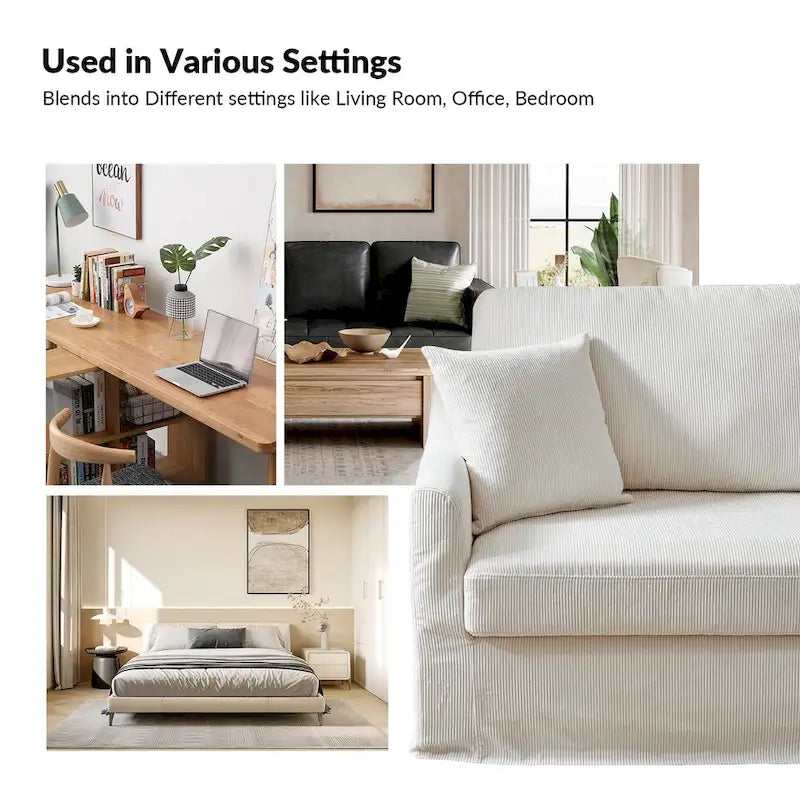 Volkhard 80.5  Modern Slipcovered Sofa With Removable Back Cushion By HULALA HOME