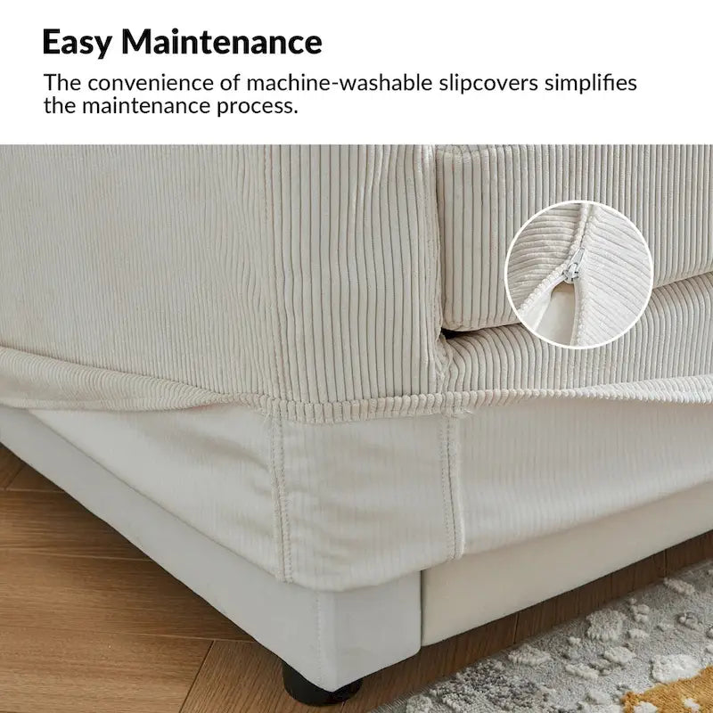 Volkhard 80.5  Modern Slipcovered Sofa With Removable Back Cushion By HULALA HOME