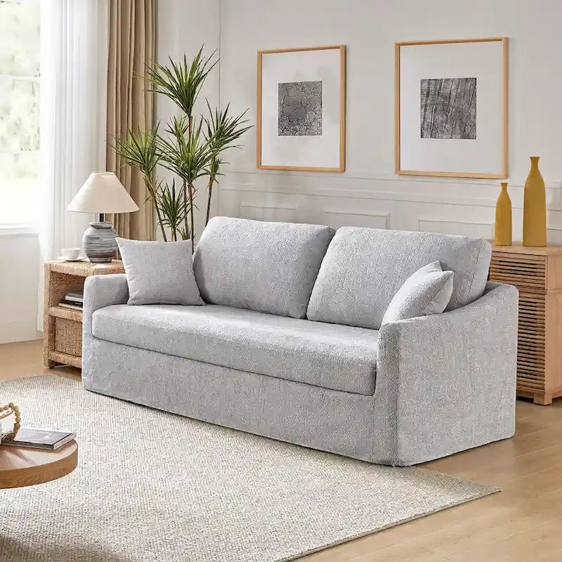 Volkhard 80.5  Modern Slipcovered Sofa With Removable Back Cushion By HULALA HOME