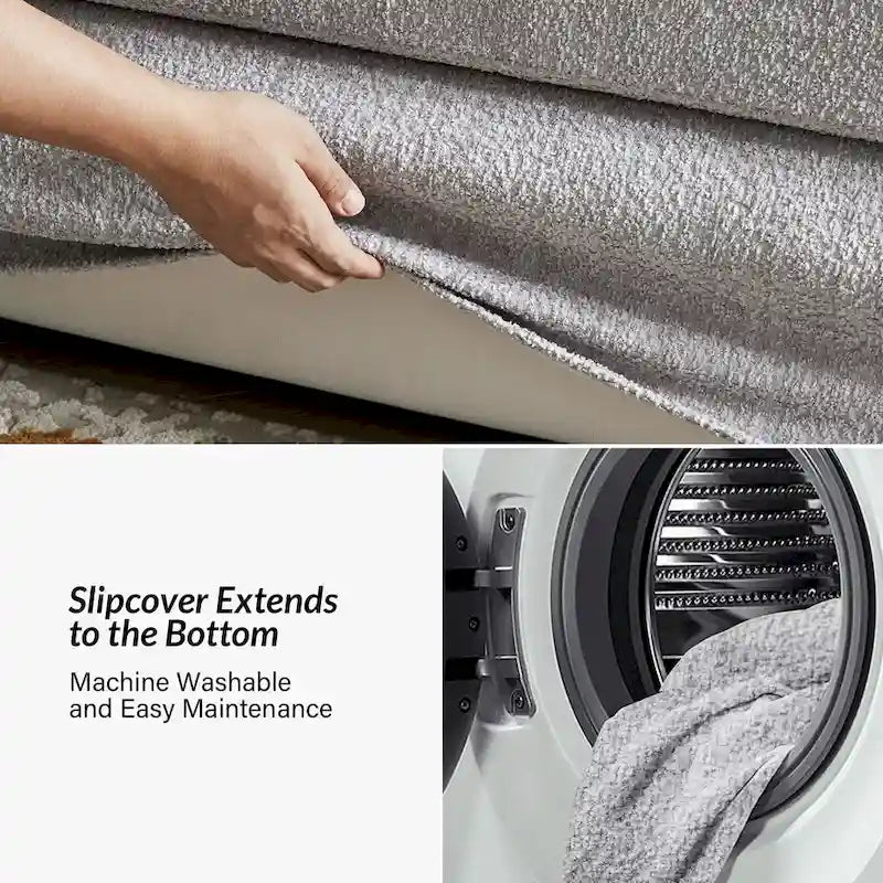 Volkhard 80.5  Modern Slipcovered Sofa With Removable Back Cushion By HULALA HOME