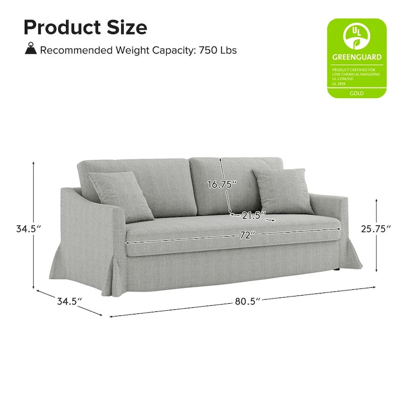 Volkhard 80.5  Modern Slipcovered Sofa With Removable Back Cushion By HULALA HOME