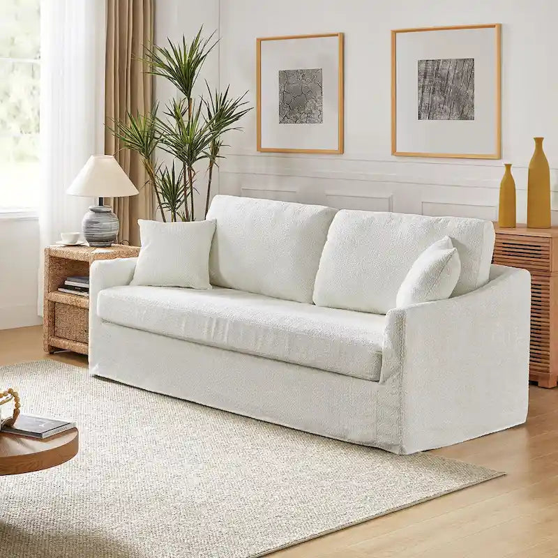 Volkhard 80.5  Modern Slipcovered Sofa With Removable Back Cushion By HULALA HOME