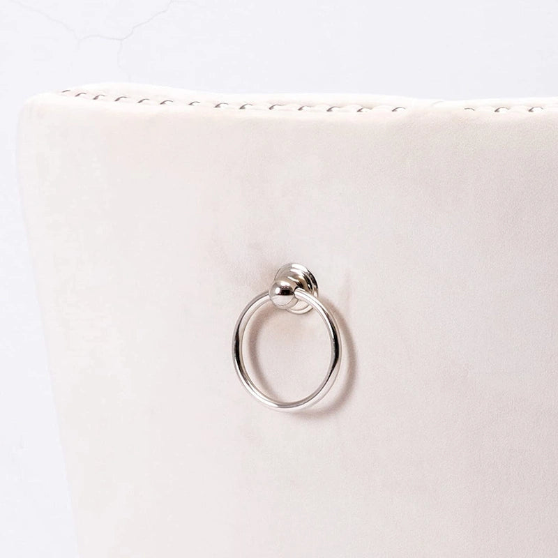 Dining Chairs Set of 2, Upholstered Accent Chair Button Tufted Armless Chair with Back Ring Pull and Nailhead Trim