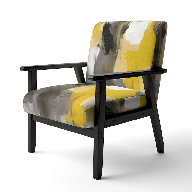 Designart  Mustard Yellow And Vivid Gray II  Upholstered Abstract Accent Chair and Modern & Contemporary Arm Chair
