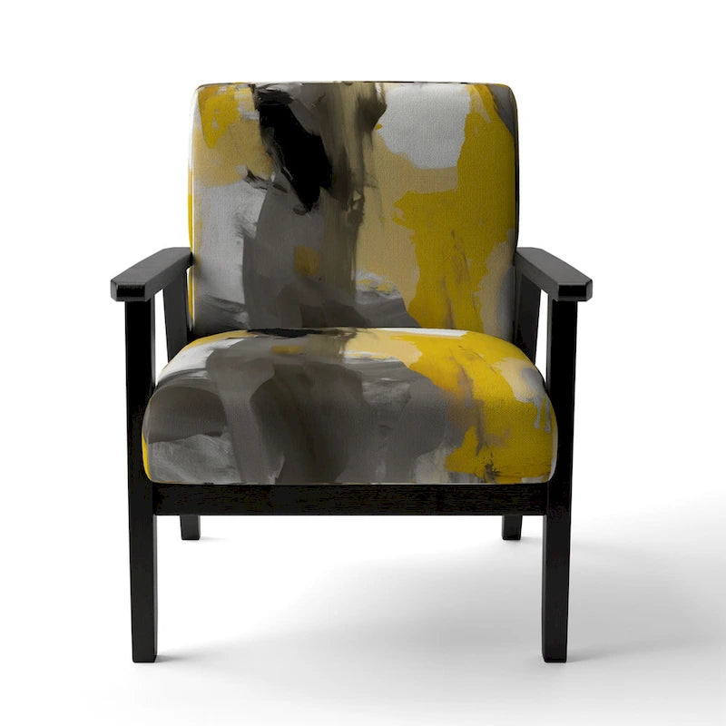 Designart  Mustard Yellow And Vivid Gray II  Upholstered Abstract Accent Chair and Modern & Contemporary Arm Chair