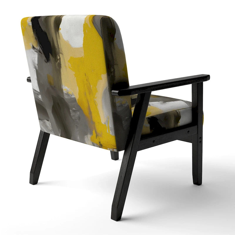 Designart  Mustard Yellow And Vivid Gray II  Upholstered Abstract Accent Chair and Modern & Contemporary Arm Chair