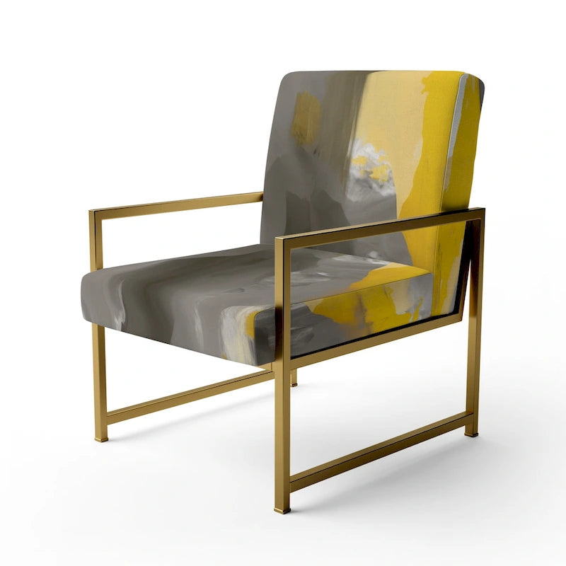 Designart  Mustard Yellow And Vivid Gray II  Upholstered Abstract Accent Chair and Modern & Contemporary Arm Chair