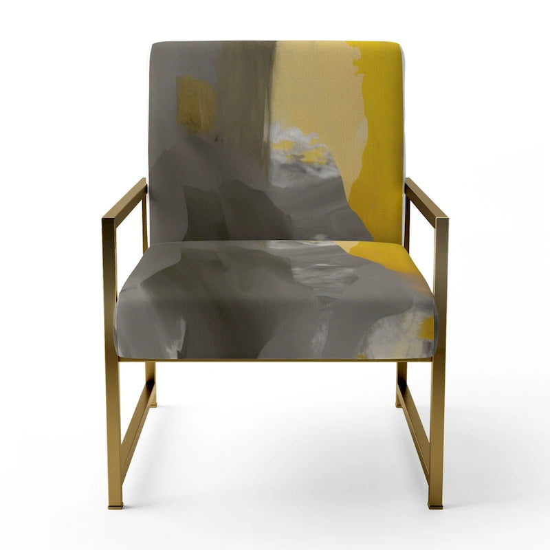 Designart  Mustard Yellow And Vivid Gray II  Upholstered Abstract Accent Chair and Modern & Contemporary Arm Chair