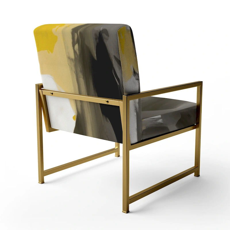 Designart  Mustard Yellow And Vivid Gray II  Upholstered Abstract Accent Chair and Modern & Contemporary Arm Chair