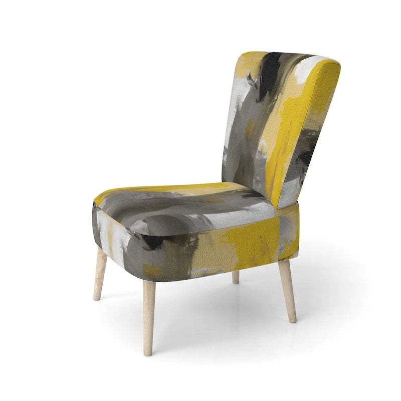 Designart  Mustard Yellow And Vivid Gray II  Upholstered Abstract Accent Chair and Modern & Contemporary Arm Chair
