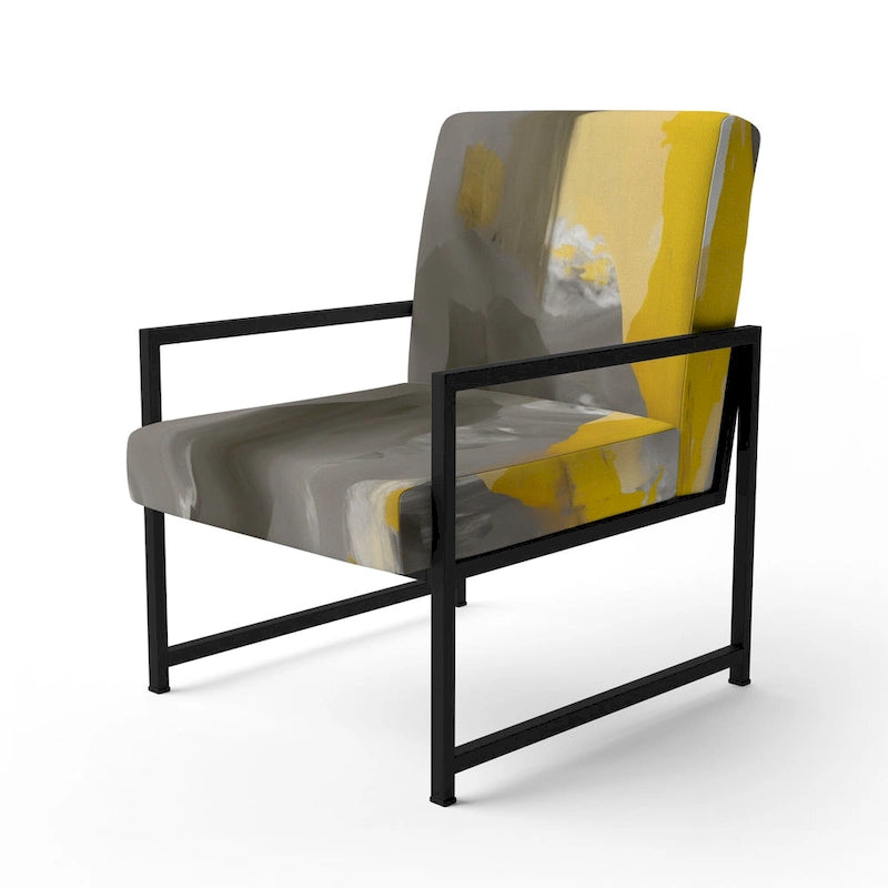 Designart  Mustard Yellow And Vivid Gray II  Upholstered Abstract Accent Chair and Modern & Contemporary Arm Chair