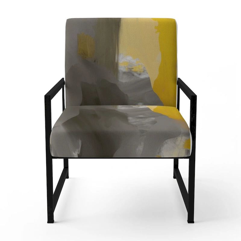 Designart  Mustard Yellow And Vivid Gray II  Upholstered Abstract Accent Chair and Modern & Contemporary Arm Chair