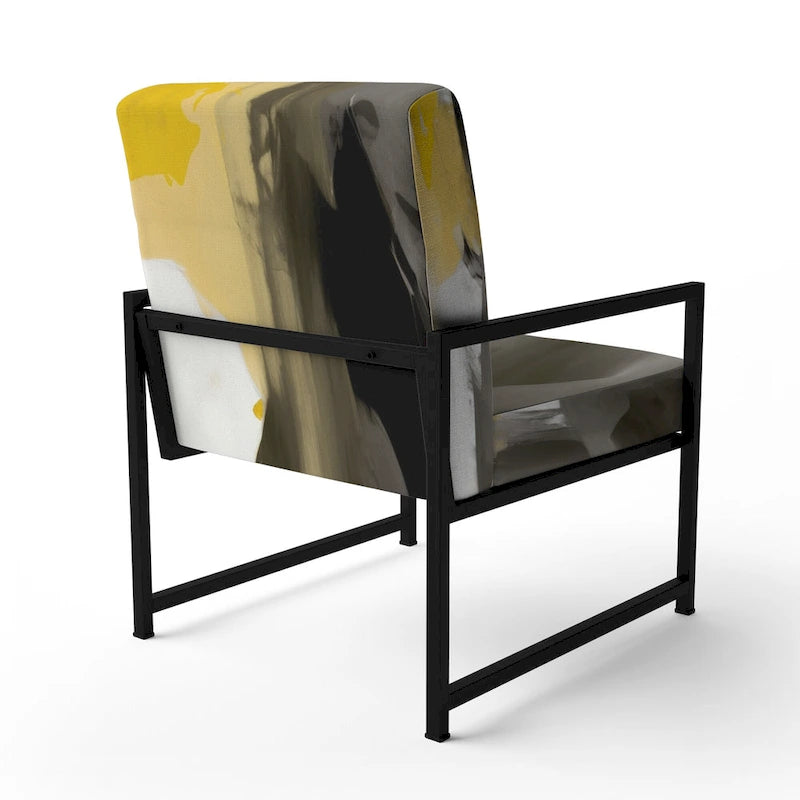 Designart  Mustard Yellow And Vivid Gray II  Upholstered Abstract Accent Chair and Modern & Contemporary Arm Chair