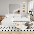 120  L-shaped Modern Sectional Sofa Linen Modular Sofa Couch with Storage Ottoman