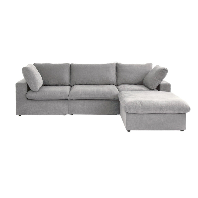 120  L-shaped Modern Sectional Sofa Linen Modular Sofa Couch with Storage Ottoman