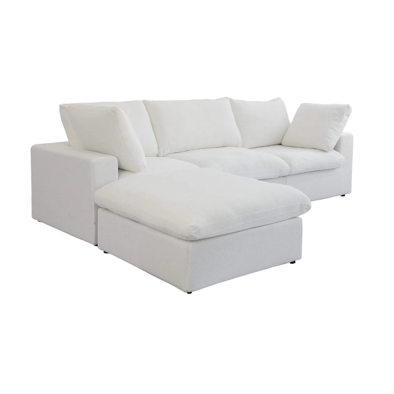 120  L-shaped Modern Sectional Sofa Linen Modular Sofa Couch with Storage Ottoman