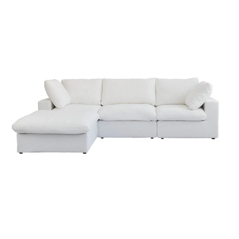 120  L-shaped Modern Sectional Sofa Linen Modular Sofa Couch with Storage Ottoman