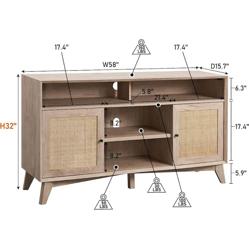 Mid Century Modern TV Stand, Highboy Entertainment Center, TV Console