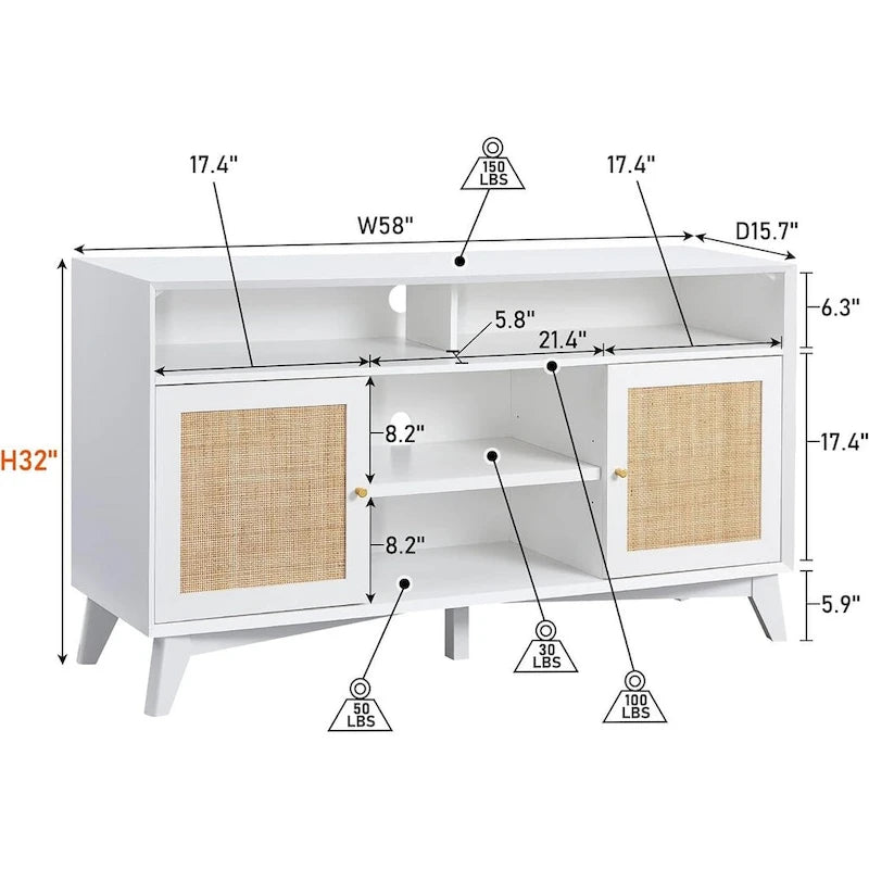 Mid Century Modern TV Stand, Highboy Entertainment Center, TV Console
