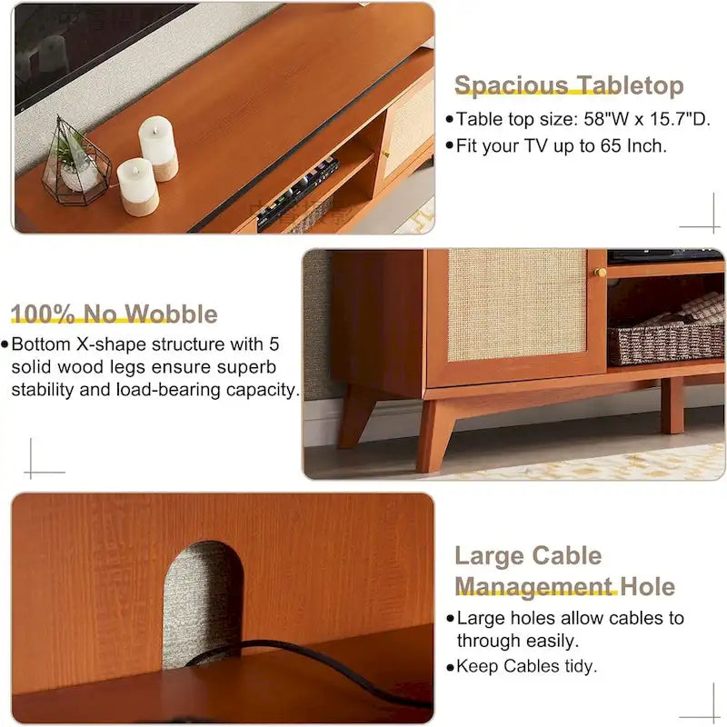 Mid Century Modern TV Stand, Highboy Entertainment Center, TV Console