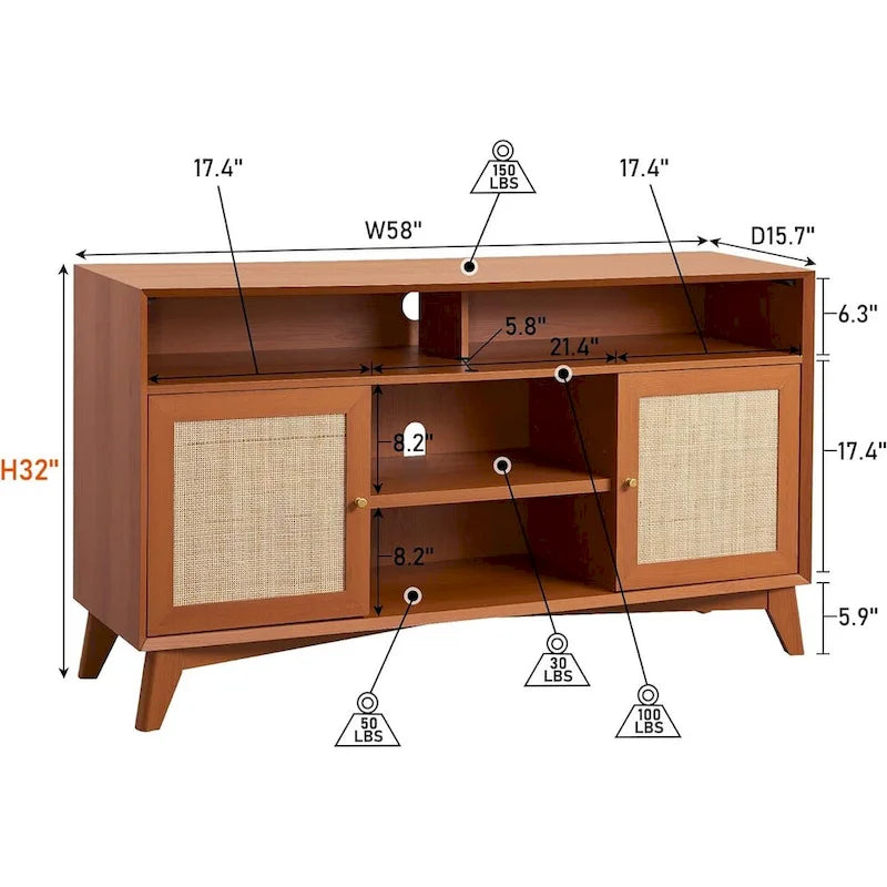 Mid Century Modern TV Stand, Highboy Entertainment Center, TV Console