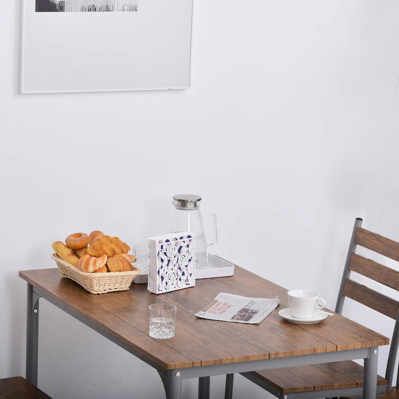 HOMCOM Modern 5-Piece Wooden Dining Kitchen table set 1 Table 4 Chairs Metal legs