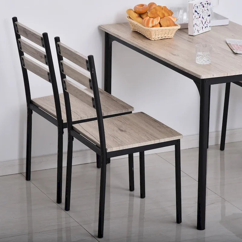 HOMCOM Modern 5-Piece Wooden Dining Kitchen table set 1 Table 4 Chairs Metal legs