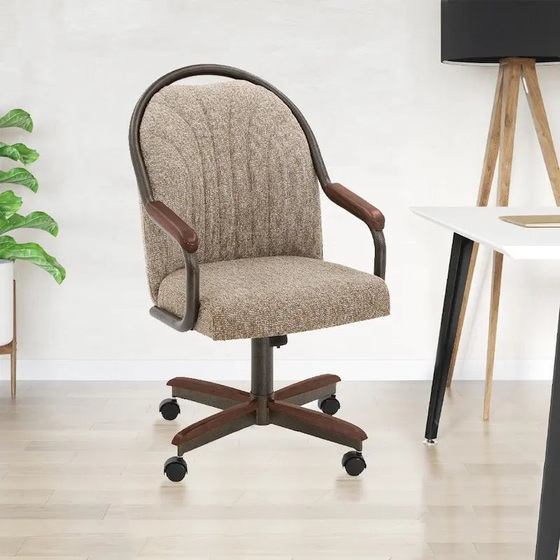 Chromcraft Douglas Caster Dining Chairs in Chestnut, Gray Finish (Set of 2)