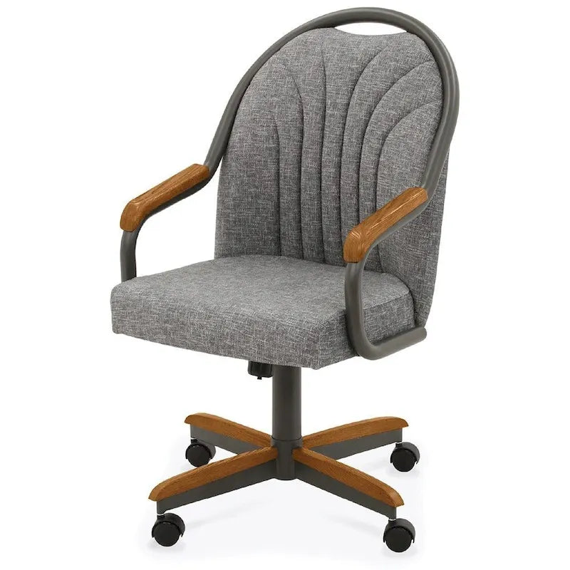 Chromcraft Douglas Caster Dining Chairs in Chestnut, Gray Finish (Set of 2)