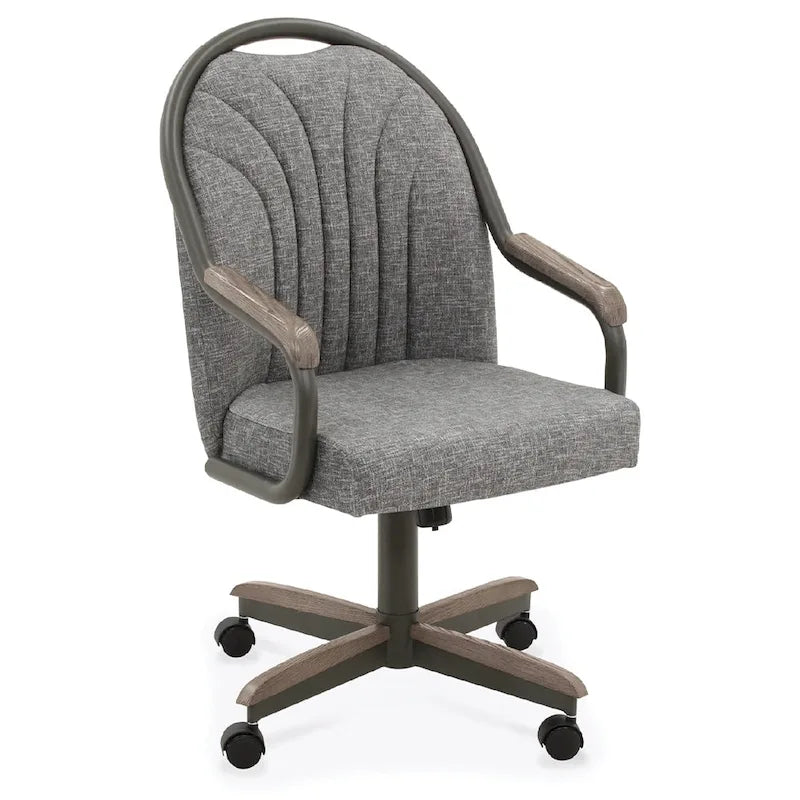 Chromcraft Douglas Caster Dining Chairs in Chestnut, Gray Finish (Set of 2)