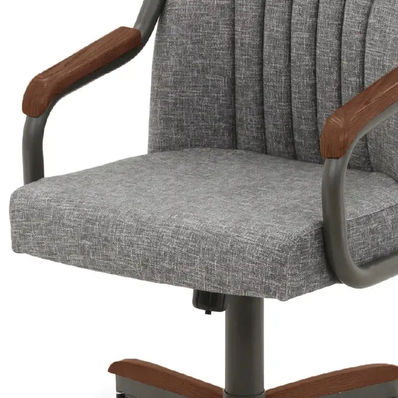 Chromcraft Douglas Caster Dining Chairs in Chestnut, Gray Finish (Set of 2)