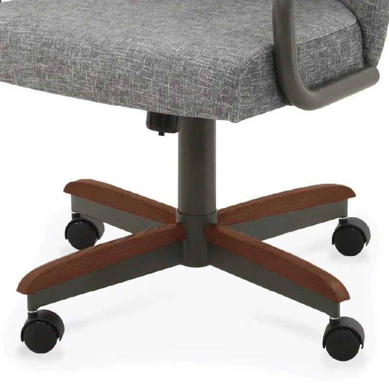 Chromcraft Douglas Caster Dining Chairs in Chestnut, Gray Finish (Set of 2)