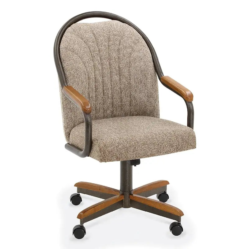 Chromcraft Douglas Caster Dining Chairs in Chestnut, Gray Finish (Set of 2)