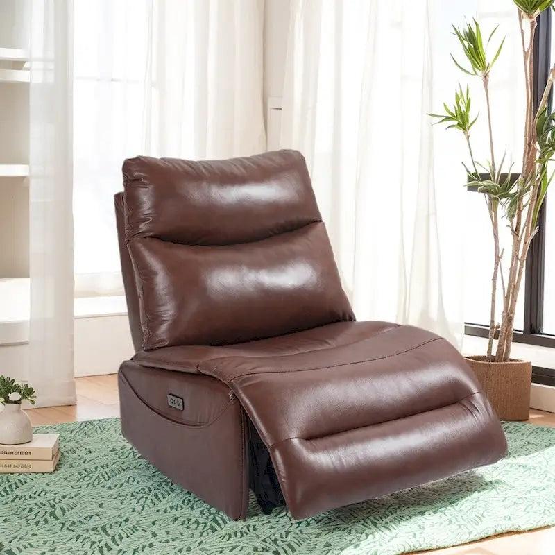 Genuine Leather Power Recliner, Reclining Sofa Chair, Minimalist Sofa