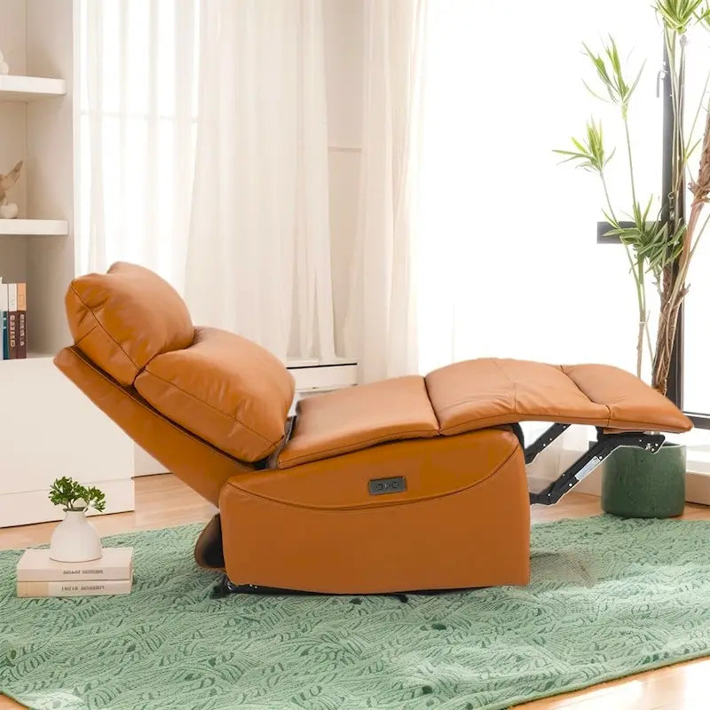 Genuine Leather Power Recliner, Reclining Sofa Chair, Minimalist Sofa