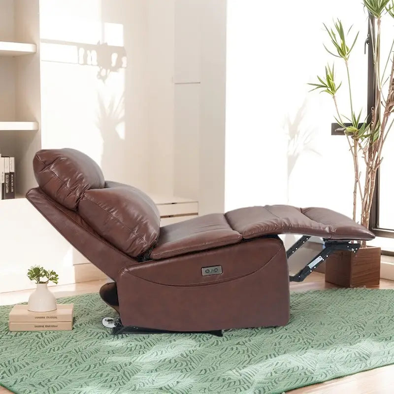 Genuine Leather Power Recliner, Reclining Sofa Chair, Minimalist Sofa