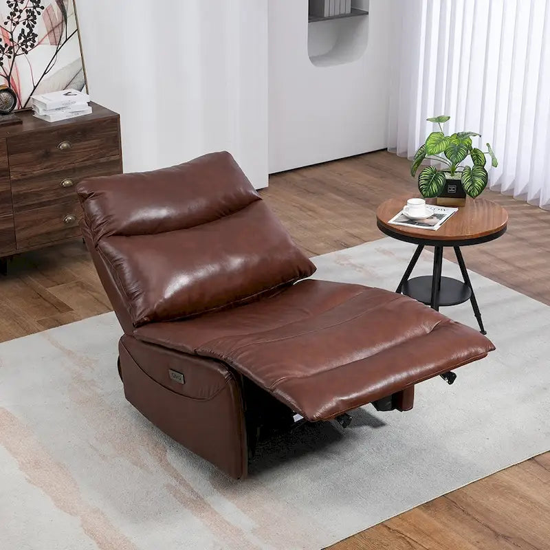 Genuine Leather Power Recliner, Reclining Sofa Chair, Minimalist Sofa