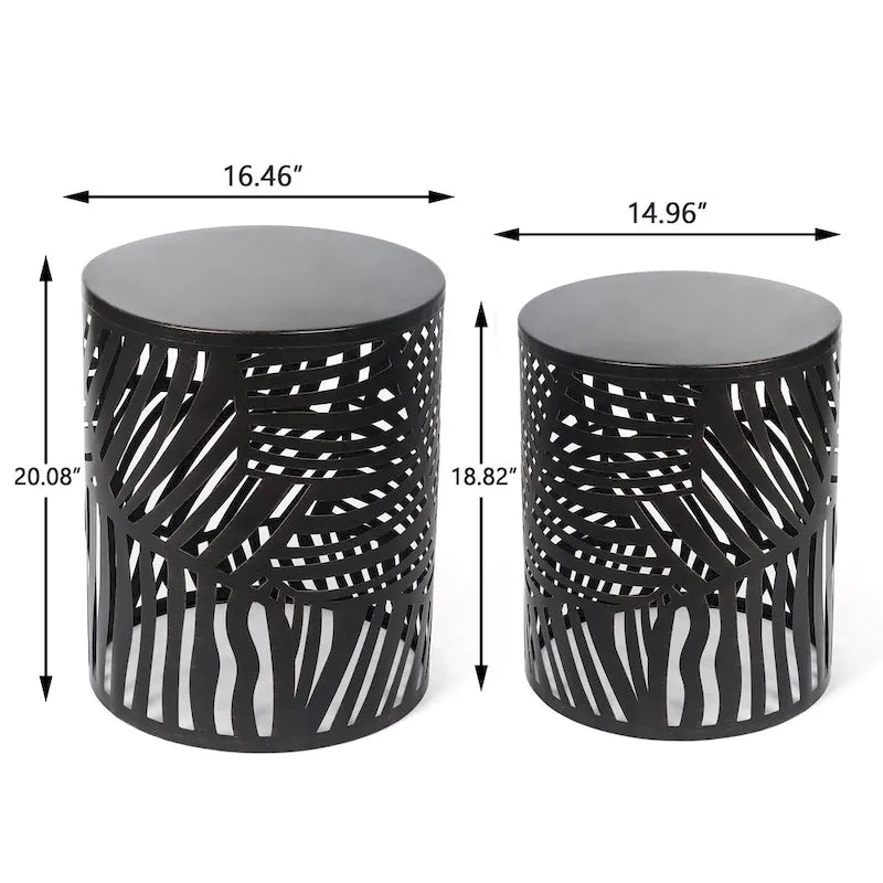 Adeco Set of 2 Round Nesting Side End Tables Set - Set of 2