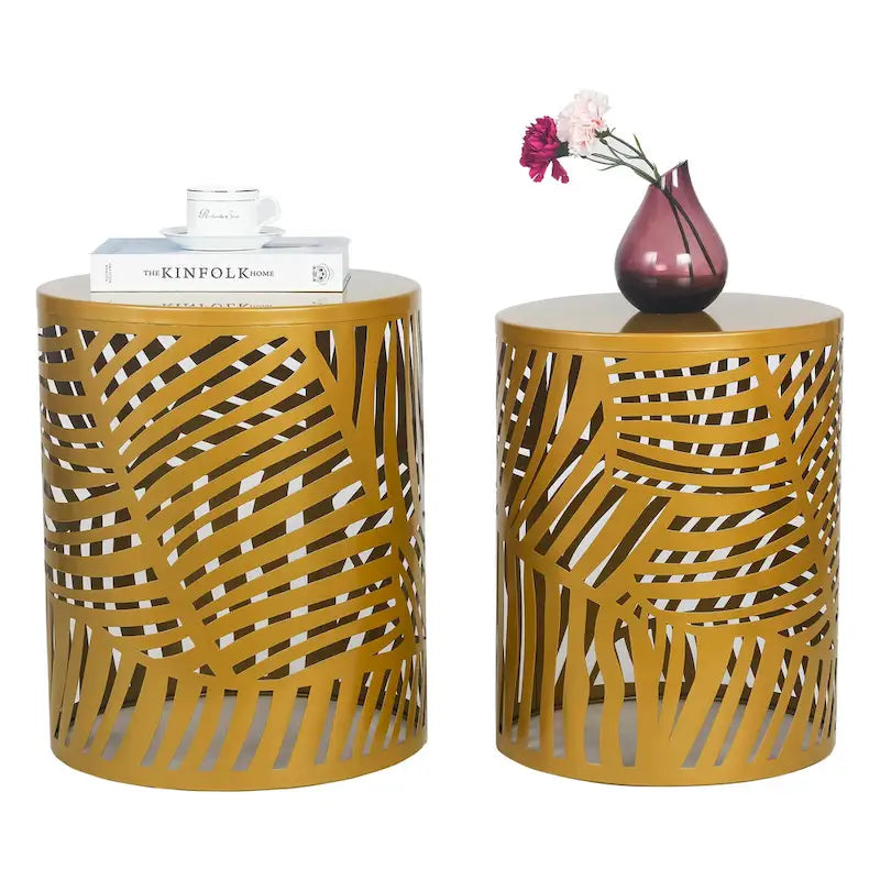 Adeco Set of 2 Round Nesting Side End Tables Set - Set of 2