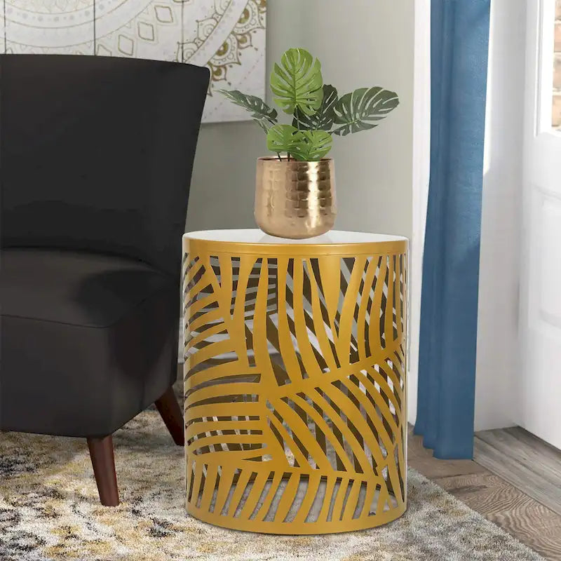 Adeco Set of 2 Round Nesting Side End Tables Set - Set of 2