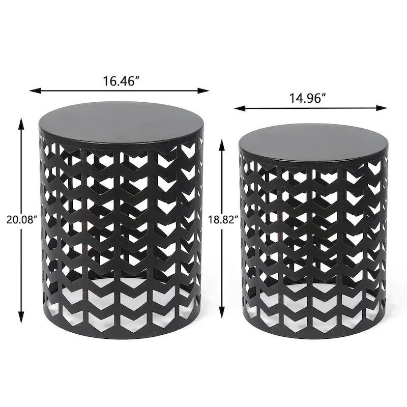 Adeco Set of 2 Round Nesting Side End Tables Set - Set of 2