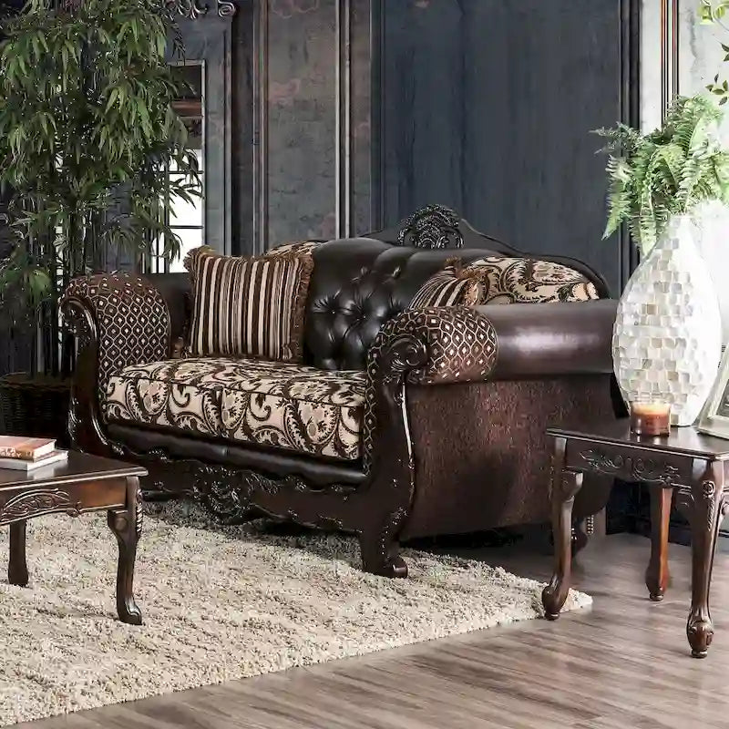 Rend Traditional Faux Leather Tufted Loveseat by Furniture of America