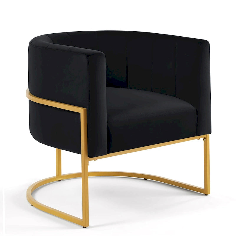 Accent Chair with Golden Metal Stand