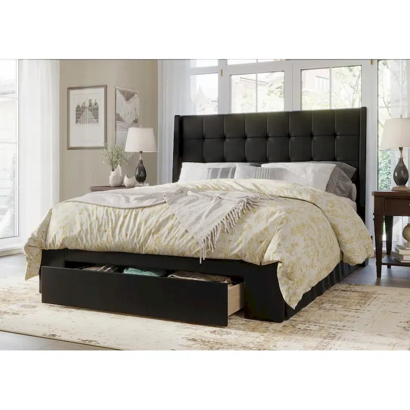 Pamela Tufted Upholstered Storage Panel Bed